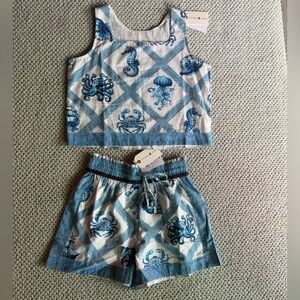 Islapayal Blue and White Ocean Print Set